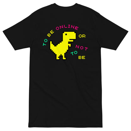 Embroidered Center Chest, Printed Back Unisex Premium Heavyweight Tee / T-shirt "Offline Dinosaur"