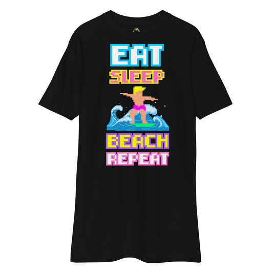 Printed Large Center Unisex Premium Heavyweight Tee / T-shirt "Beach" - Black Edition