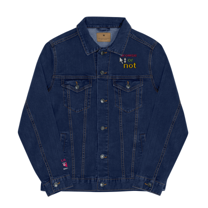 Embroidered Left Chest, Right Wrist, & Back Unisex Denim Jacket "Offline Dinosaur" - Blue Jeans Edition