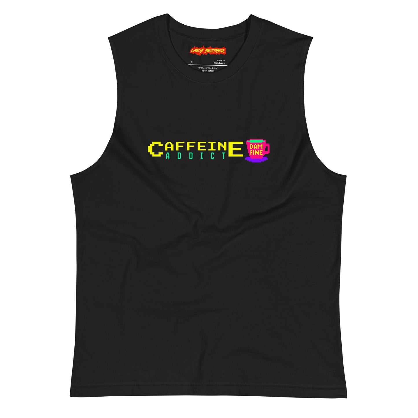 Printed Center Chest & Back Unisex Muscle Shirt "Caffeine Addict"