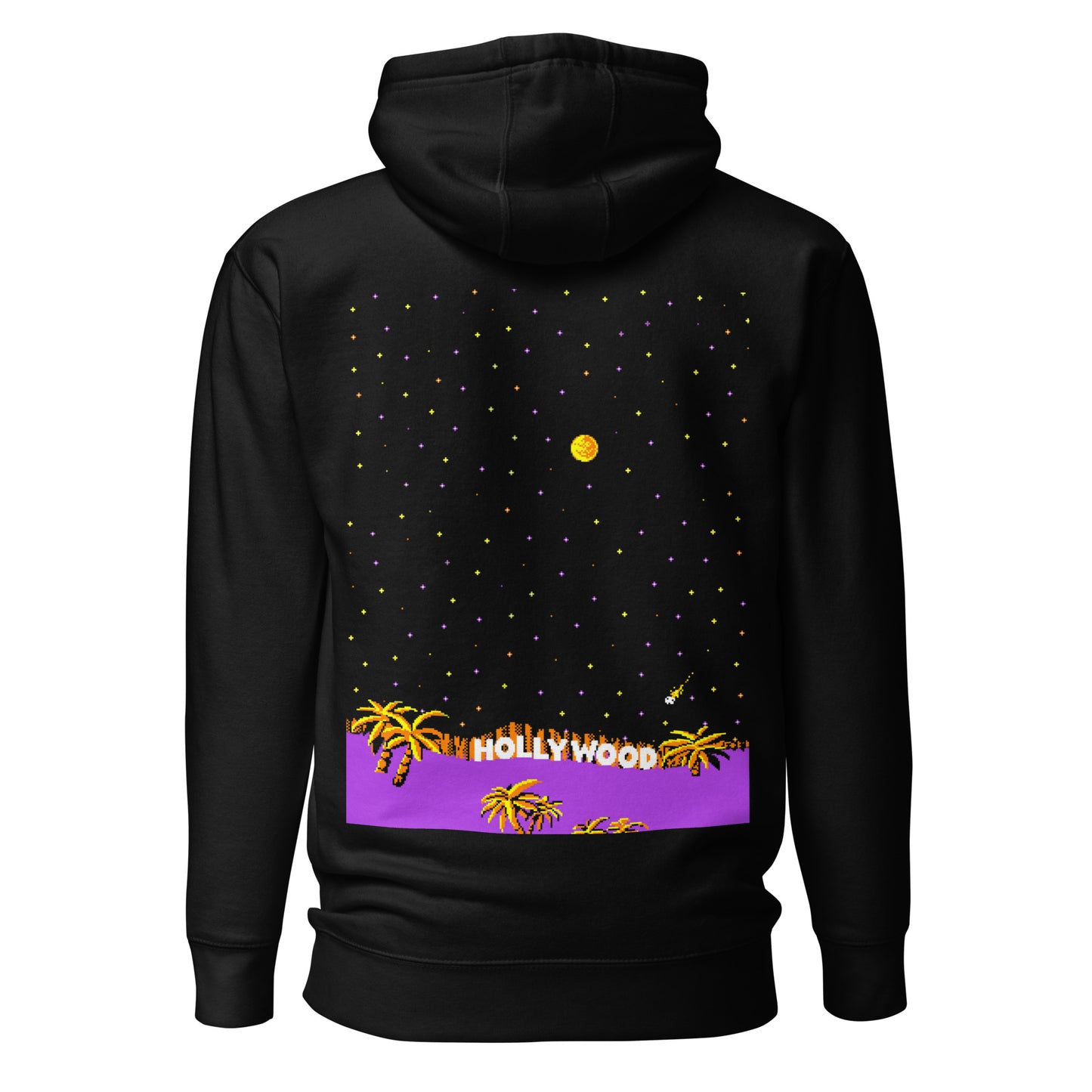 Embroidered Large Center, Printed Back Unisex Hoodie / Hooded Sweatshirt "Hollywood"