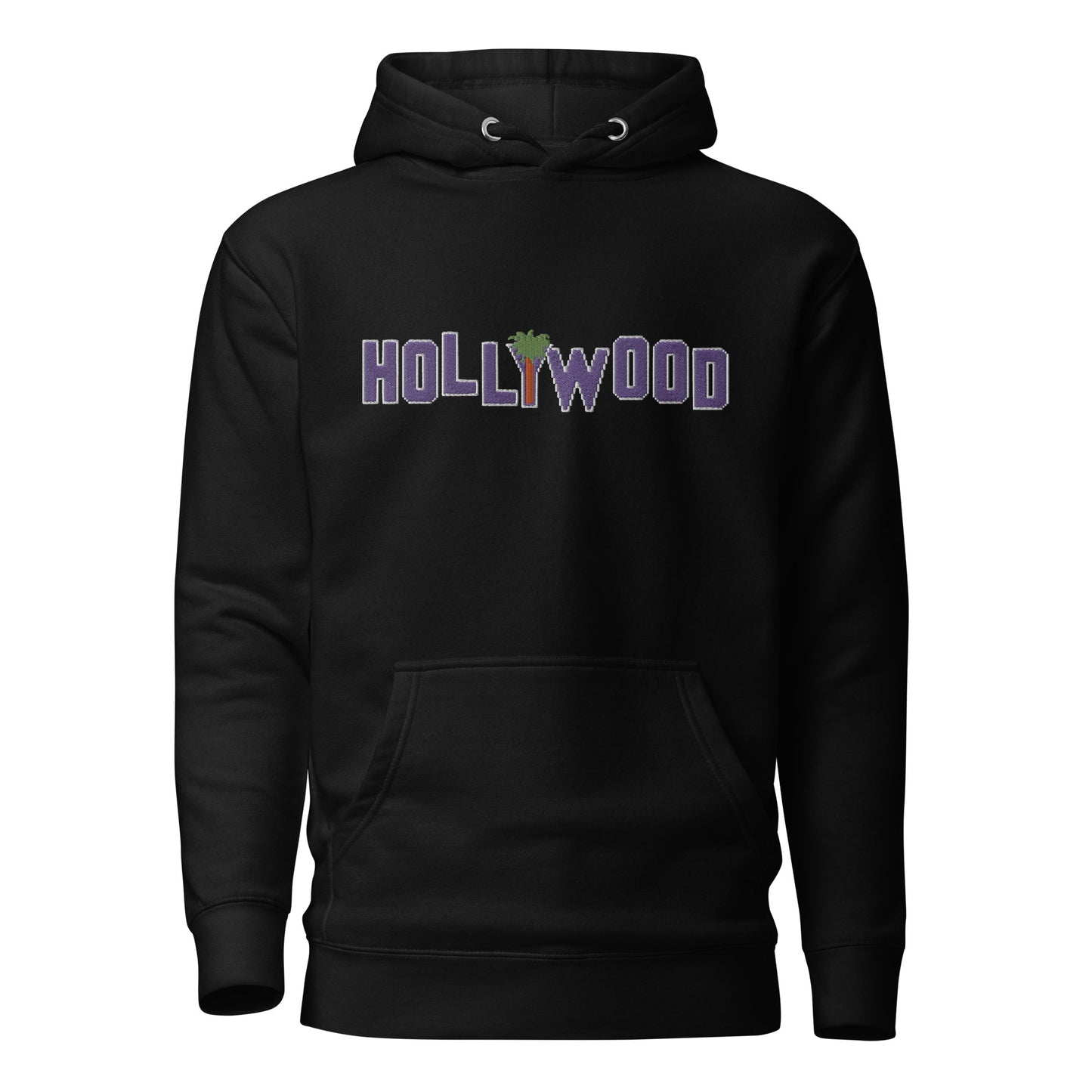 Embroidered Large Center, Printed Back Unisex Hoodie / Hooded Sweatshirt "Hollywood"