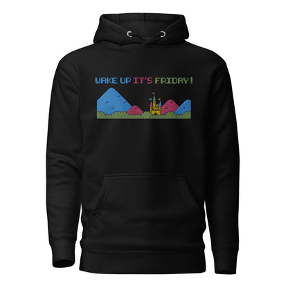 Embroidered Large Center, Unisex Hoodie / Hooded Sweatshirt "Wake Up, It's Friday"