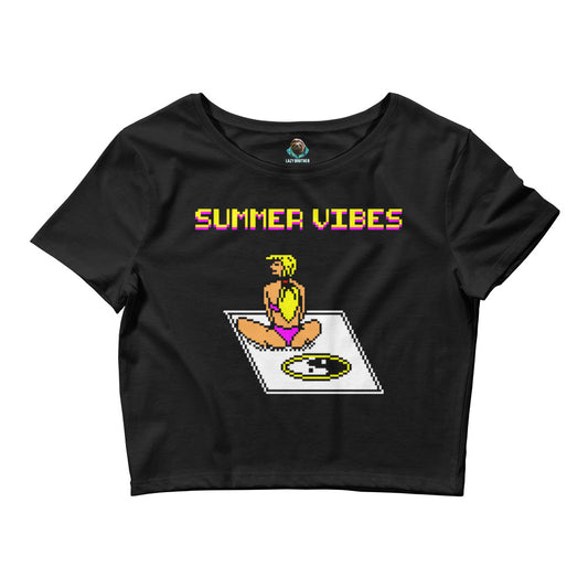 Printed Large Center Women’s Crop Tee / T-shirt "Summer Vibes"