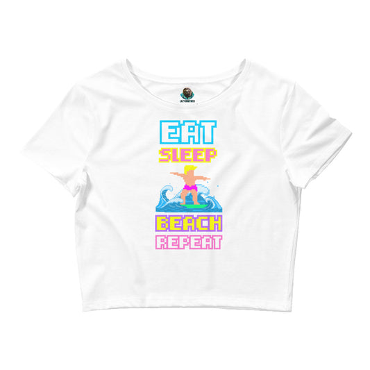 Printed Large Center Women’s Crop Tee / T-shirt "Beach"